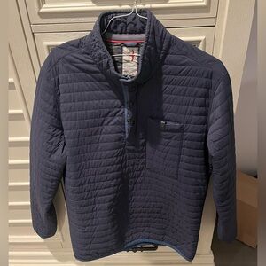 Relwen Windzip Popover Quilted Navy Pullover Jacket - Large